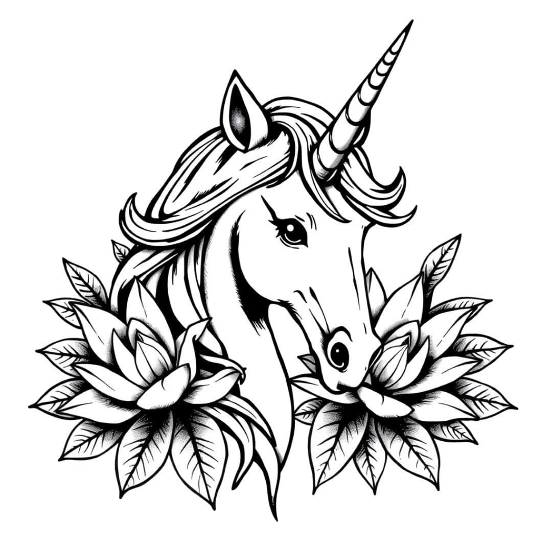 Black & Grey + Neo-Traditional unicorn tattoo by mimsey_ink on TattMe