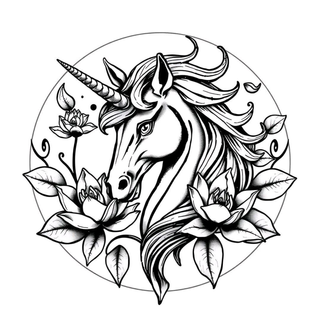 Black-work + Dot-work unicorn tattoo by mimsey_ink on TattMe