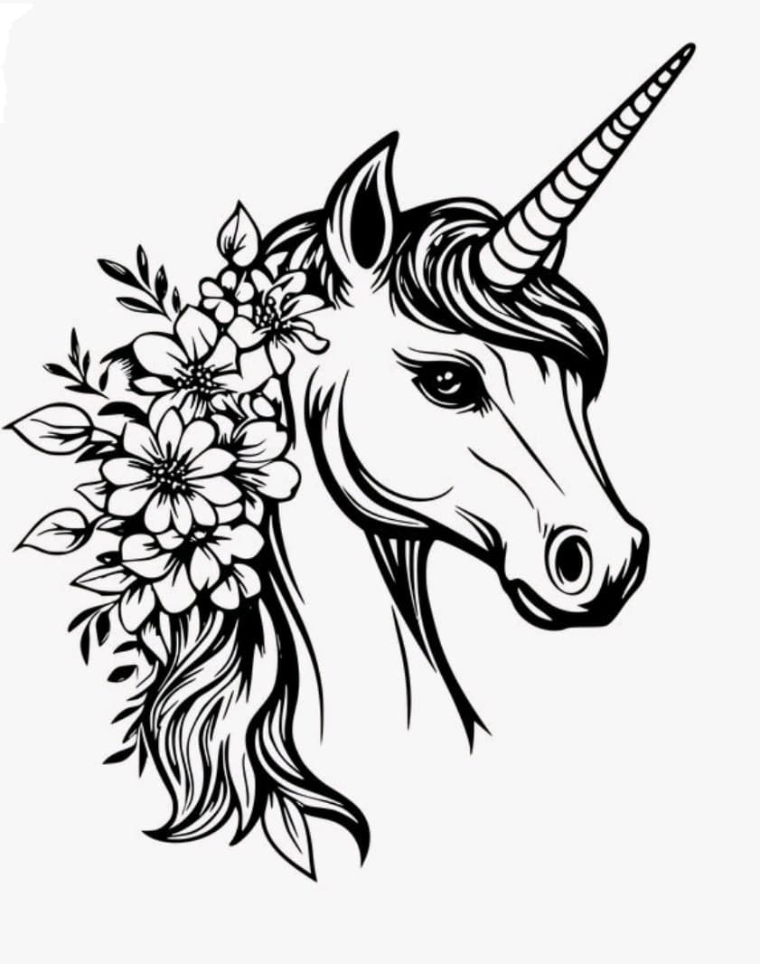 Illustrative + Floral unicorn tattoo by mimsey_ink on TattMe