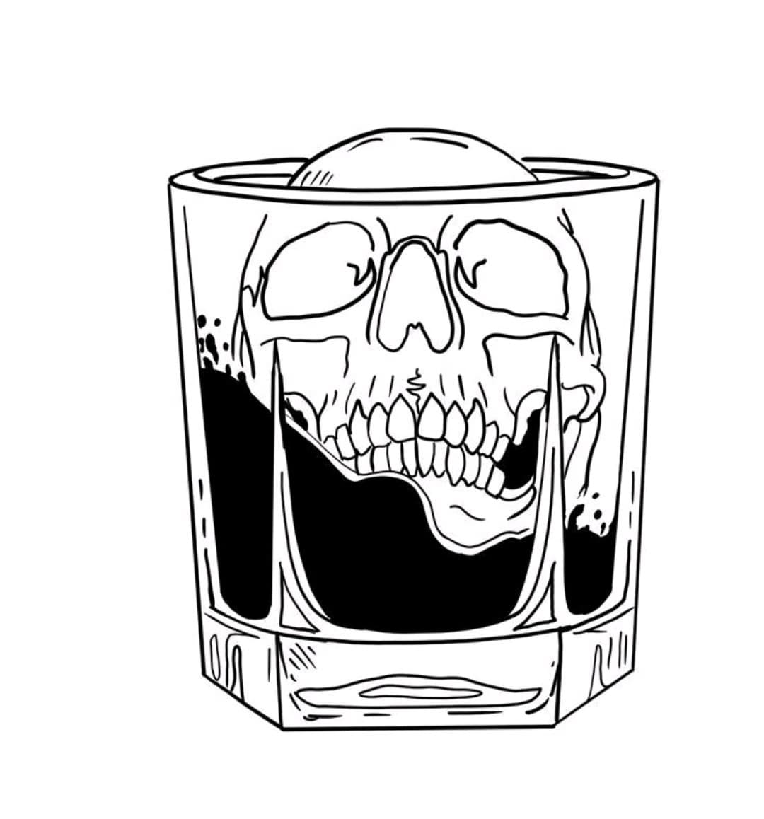 Illustrative + Black-work skull tattoo by mimsey_ink on TattMe