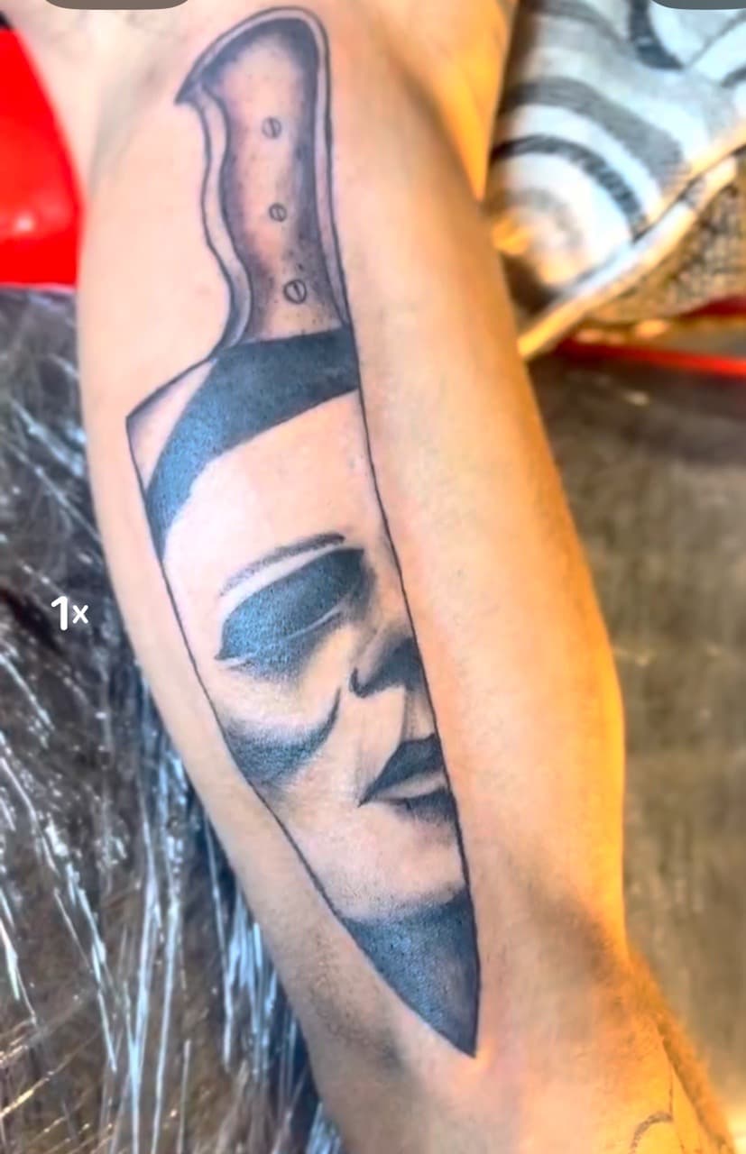 Black & Grey + Realism michael myers tattoo on Forearm by staylitink on TattMe