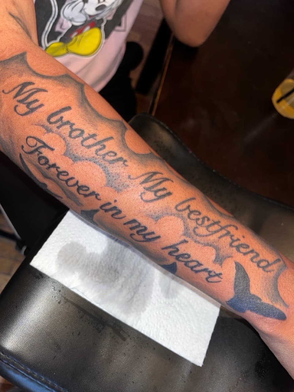 Lettering + Script clouds tattoo on Forearm by staylitink on TattMe