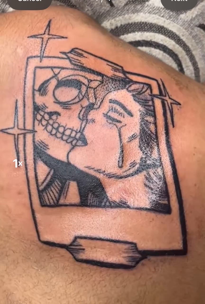 Black & Grey + Illustrative skull tattoo on Upper Arm by staylitink on TattMe