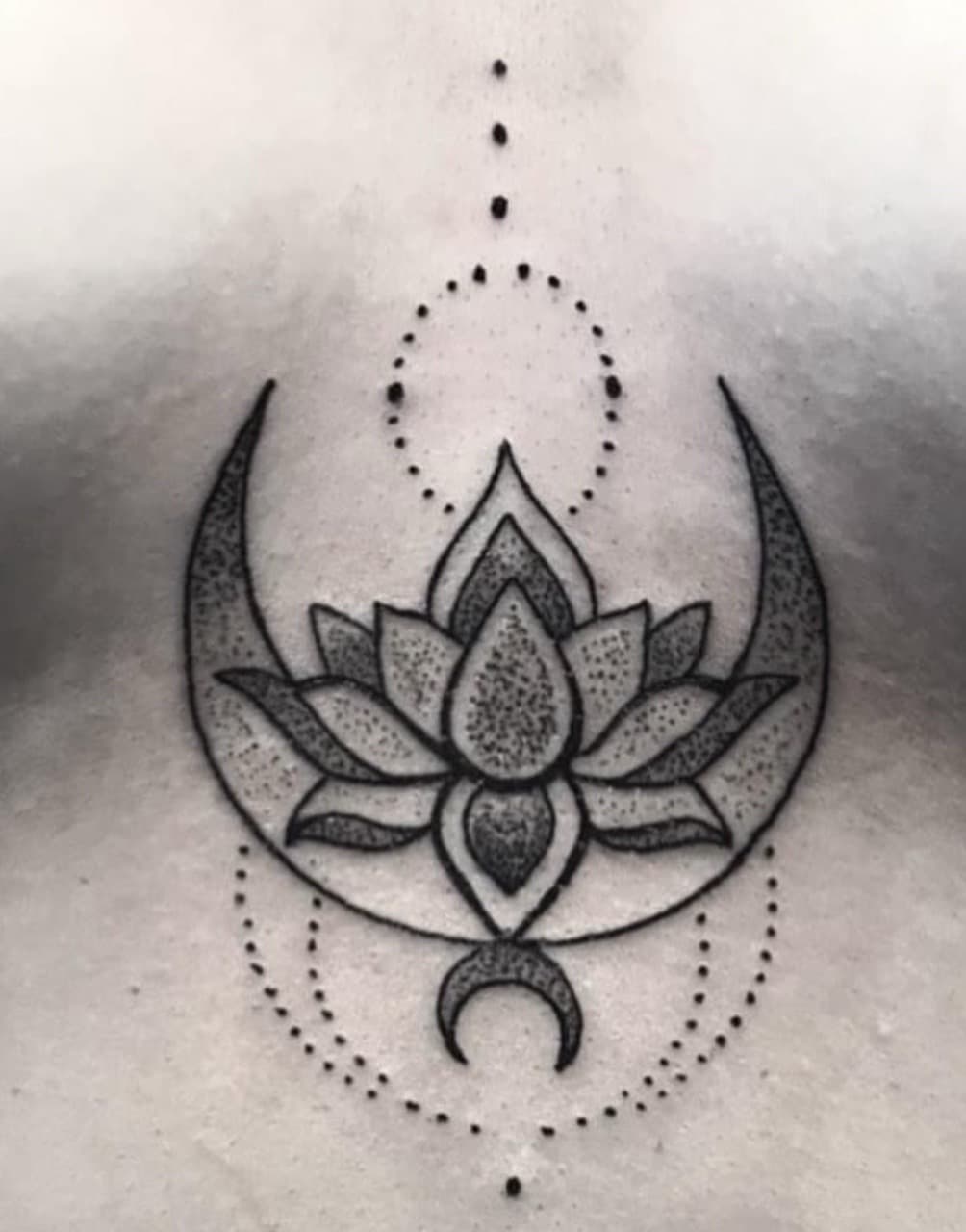 Dot-work + Fine Line lotus tattoo on Sternum by Soul_Artist_Ink on TattMe
