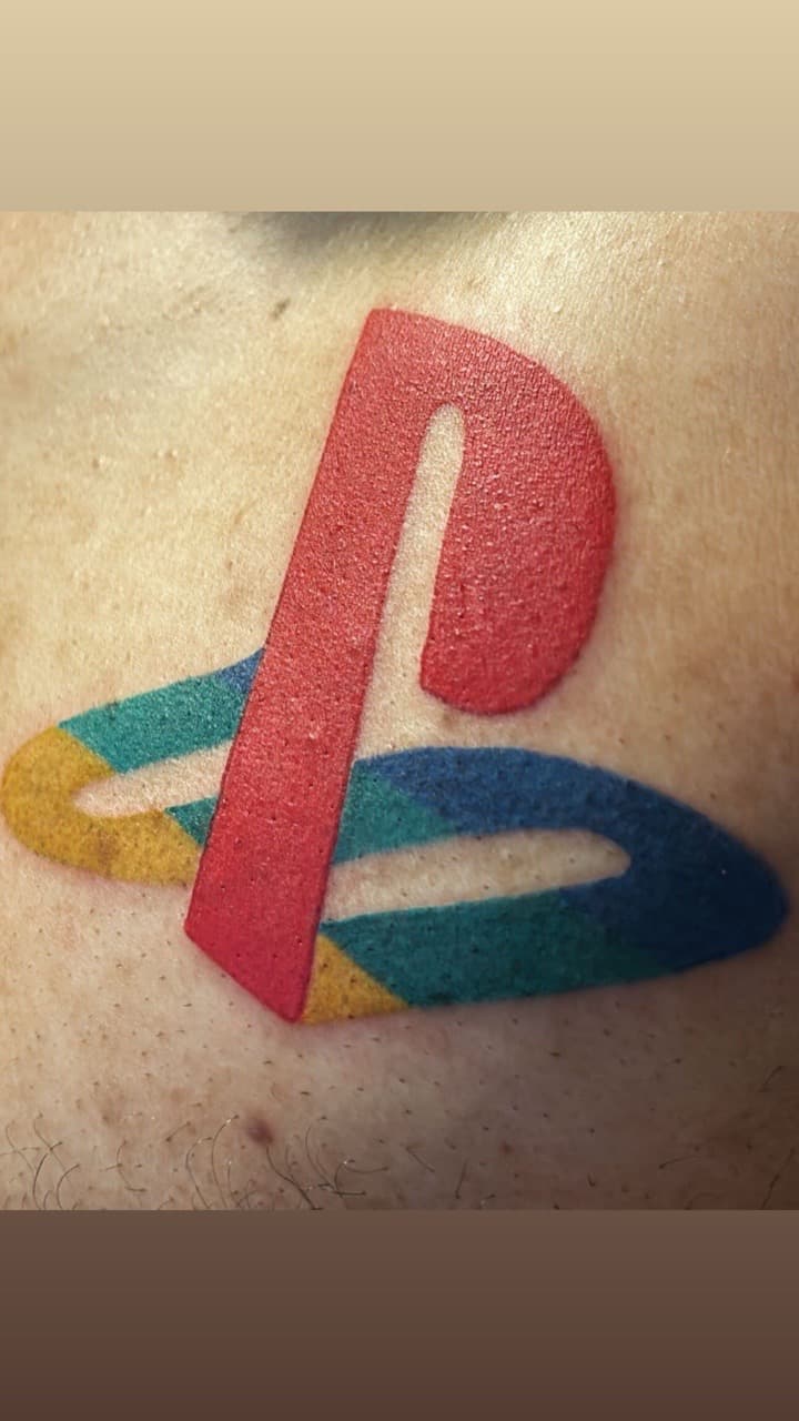 Pop Culture + Color playstation tattoo by Soul_Artist_Ink on TattMe