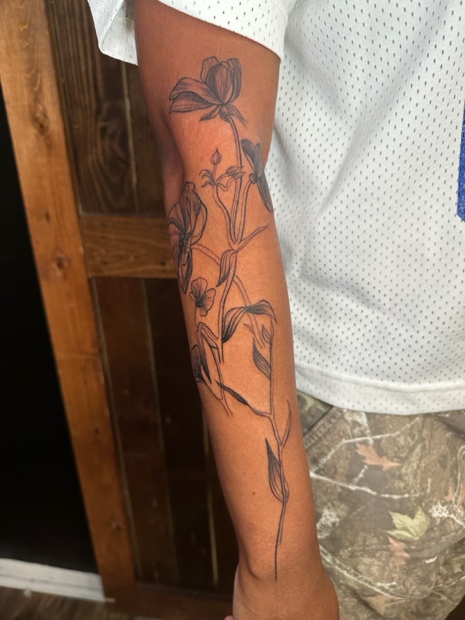 Fine Line + Floral flowers tattoo on Forearm by Cael_Tattoos on TattMe