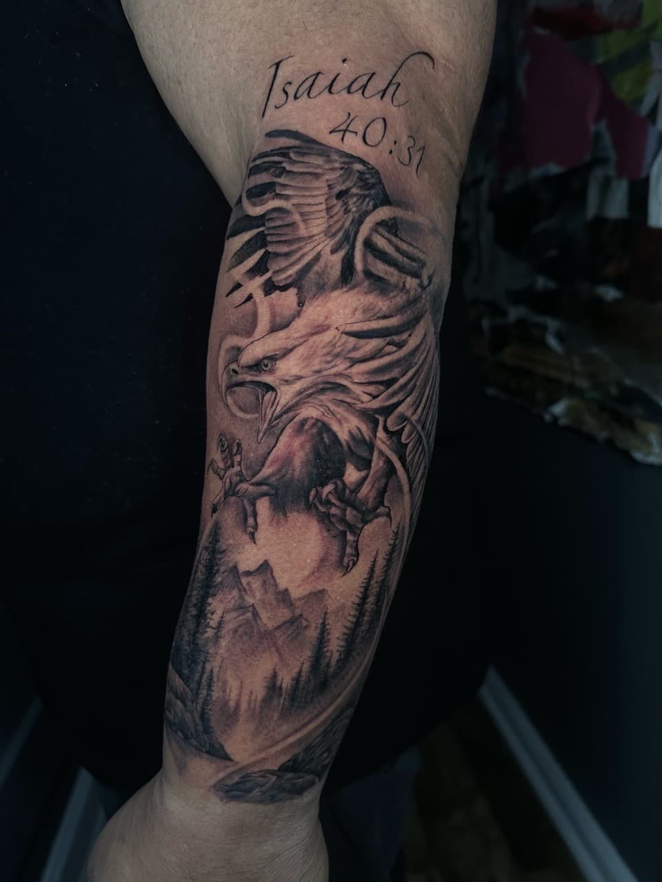 Black & Grey + Illustrative eagle tattoo on Forearm by Cael_Tattoos on TattMe