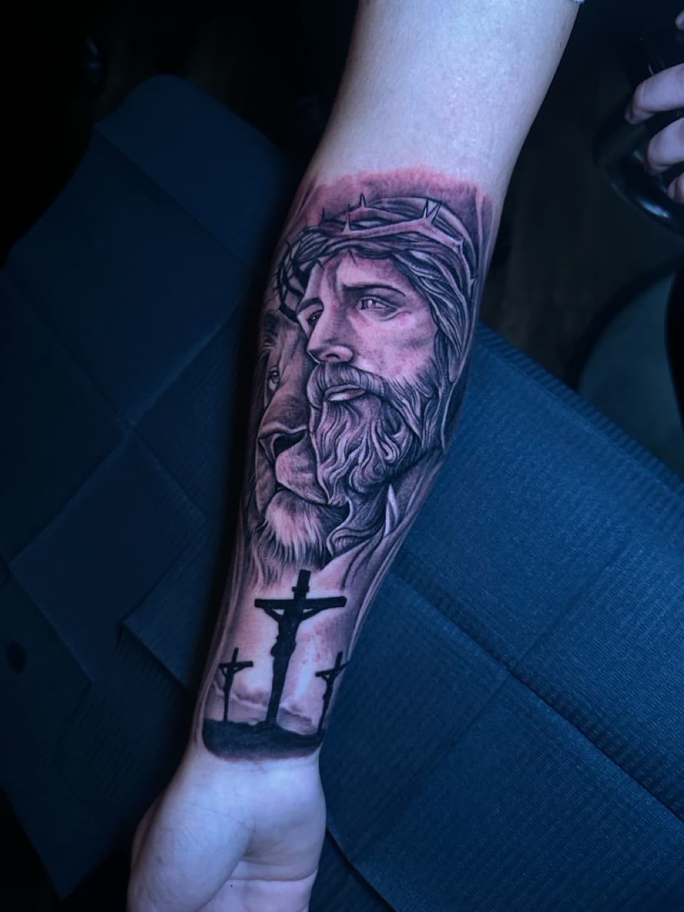 Black & Grey + Realism jesus tattoo on Forearm by Cael_Tattoos on TattMe