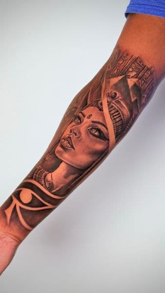 Black & Grey + Realism egyptian queen tattoo on Forearm by Randy_SVGE on TattMe