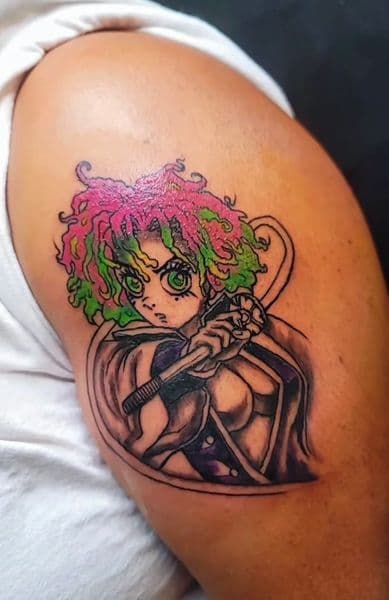 Anime + Color anime tattoo on Upper Arm by KroWnRell_Inc on TattMe
