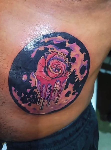 Color + New School rose tattoo on Ribs by KroWnRell_Inc on TattMe