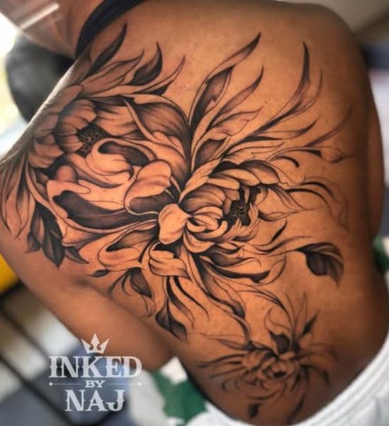 Black & Grey + Floral flowers tattoo on Hip by InkedByNaj on TattMe