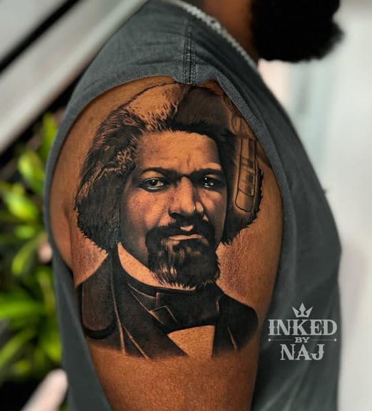 Realism + Portrait portrait tattoo on Upper Arm by InkedByNaj on TattMe