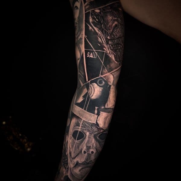 Black & Grey + Realism freddy krueger tattoo on Full Sleeve by Official_Ceda_Ink_ on TattMe