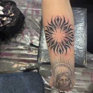 Tribal + Black & Grey modern neo tribal tattoo on Forearm by Ink_Junkie on TattMe