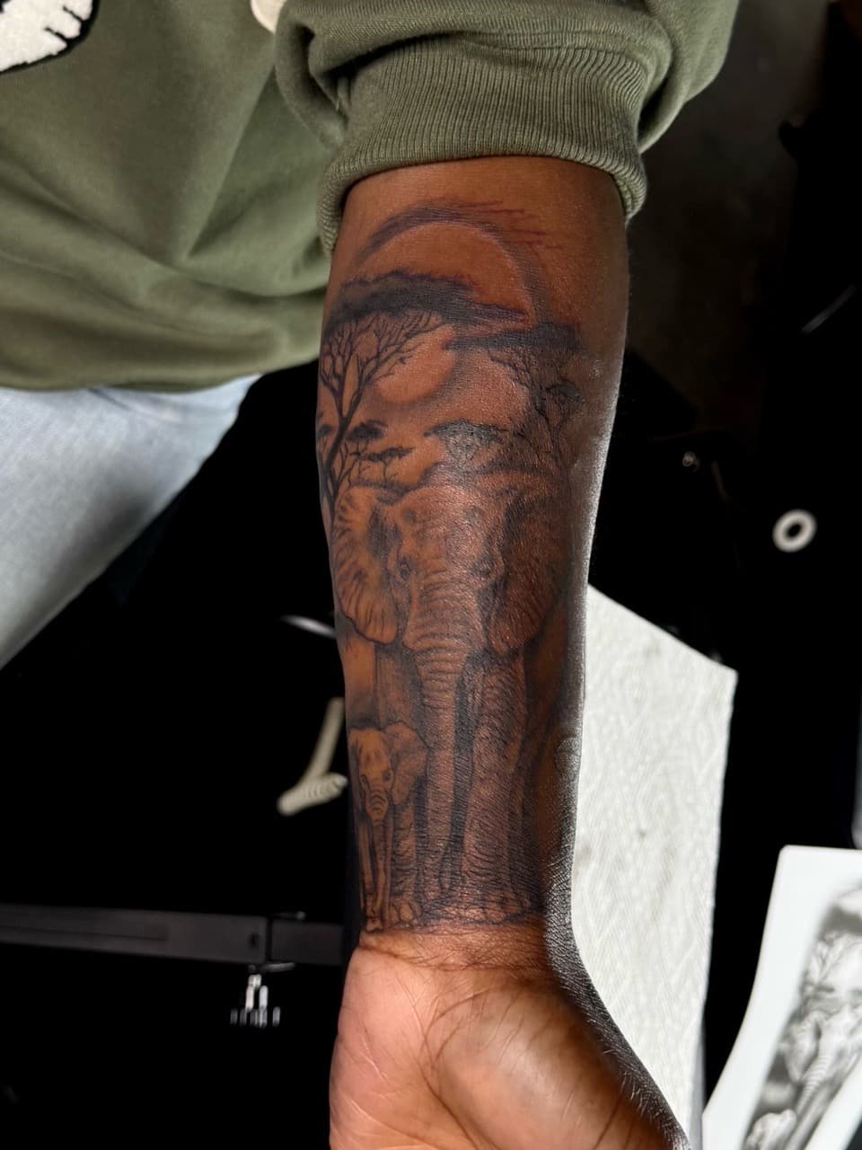 Black & Grey + Realism elephants tattoo on Forearm by xRay_The_Artist on TattMe