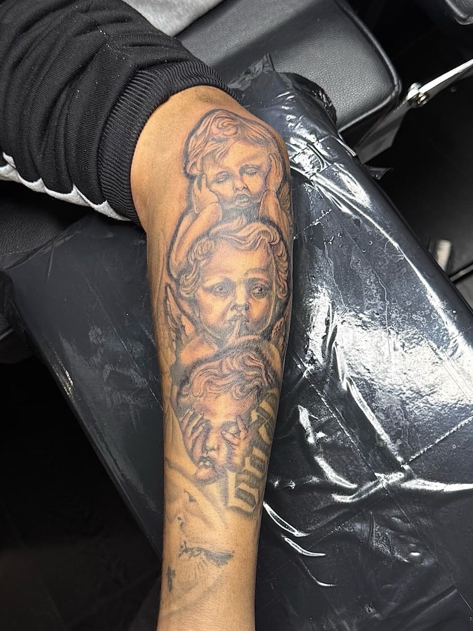 Black & Grey + Realism cherubs tattoo on Forearm by xRay_The_Artist on TattMe