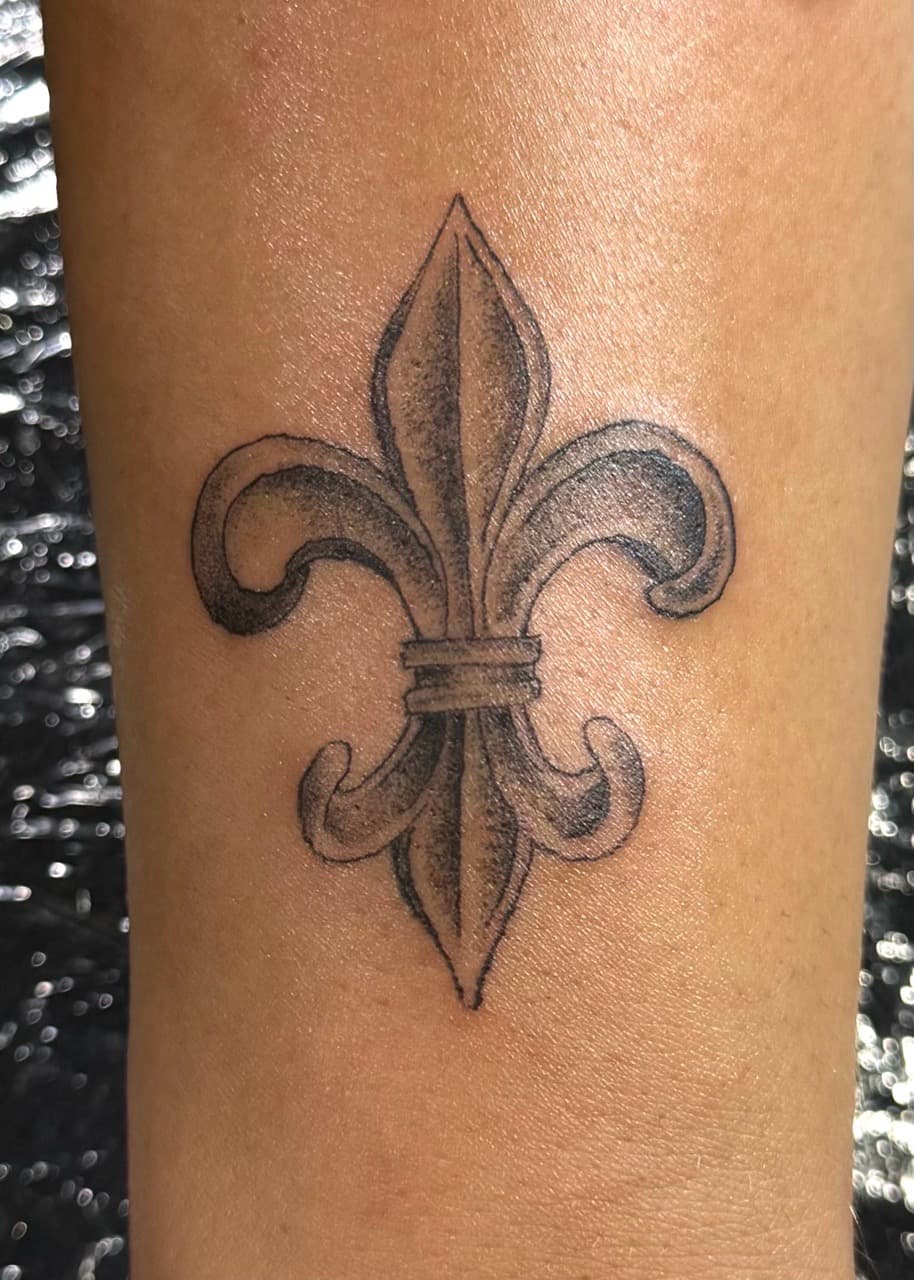 Black & Grey + Symbolic fleur-de-lis tattoo on Forearm by xRay_The_Artist on TattMe