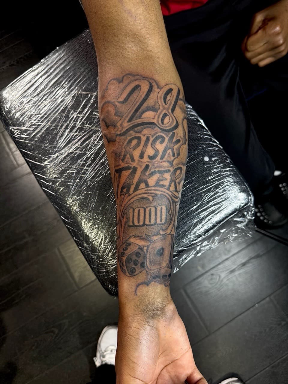Black & Grey + Script sleeve tattoo on Forearm by xRay_The_Artist on TattMe