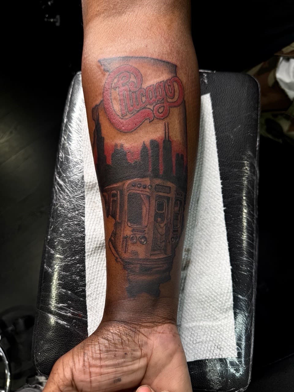 Black & Grey + Lettering chicago tattoo on Forearm by xRay_The_Artist on TattMe