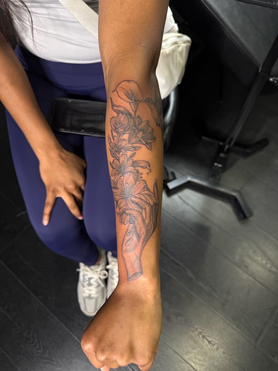 Fine Line + Black & Grey flowers tattoo on Forearm by xRay_The_Artist on TattMe