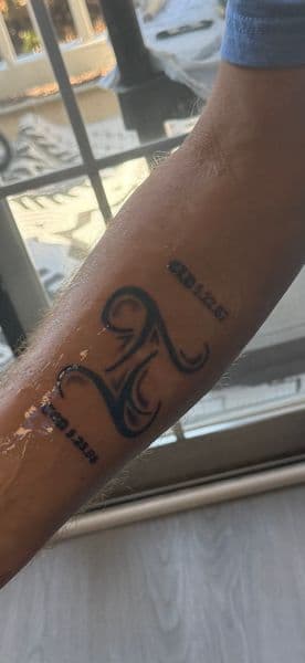 Black-work + Script symbol tattoo on Forearm by Siren_Tattoo on TattMe