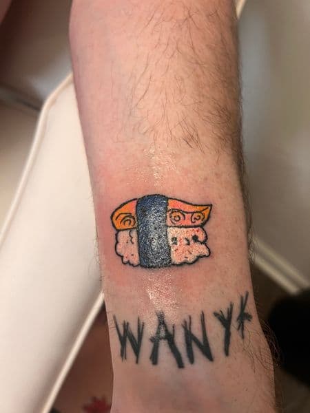 Cartoon + New School sushi tattoo on Forearm by Siren_Tattoo on TattMe