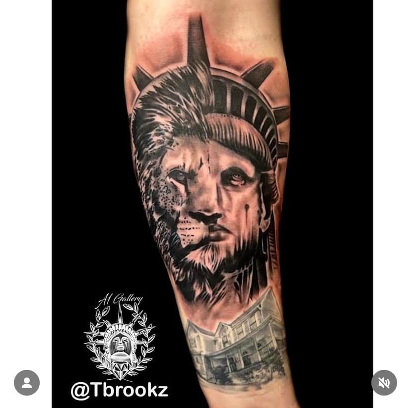 Black & Grey + Realism lion tattoo on Forearm by A1_gallery on TattMe