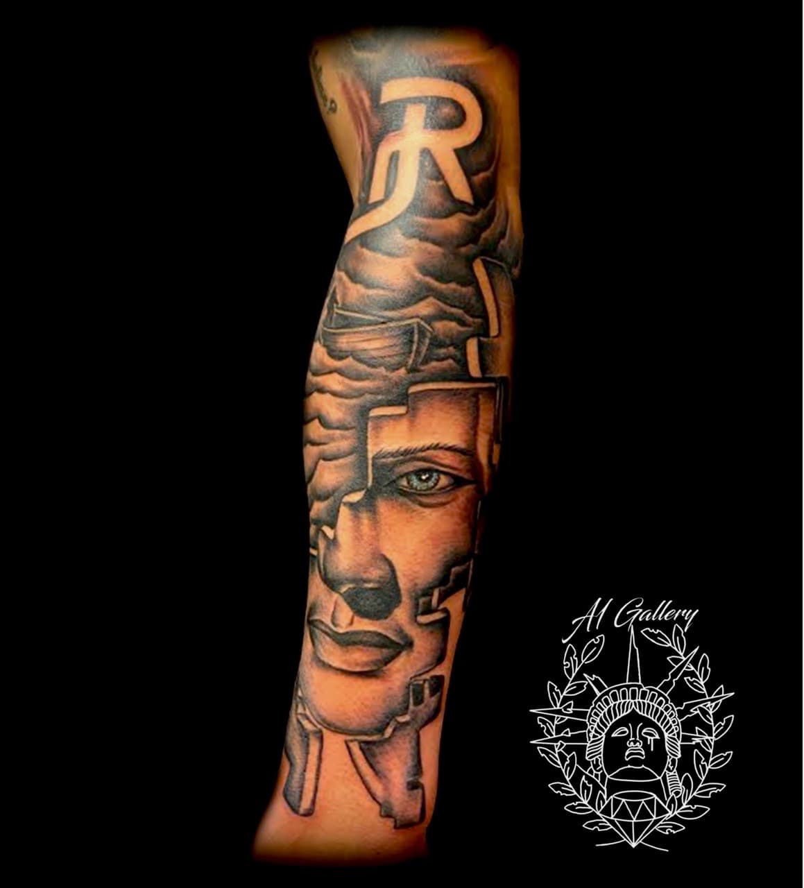 Black & Grey + Realism face tattoo on Forearm by A1_gallery on TattMe