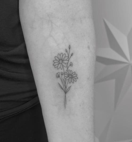 Fine Line + Minimalist daisies tattoo on Forearm by Pinky_Inky_Tattoo on TattMe