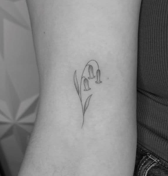 Fine Line + Minimalist bellflower tattoo on Upper Arm by Pinky_Inky_Tattoo on TattMe