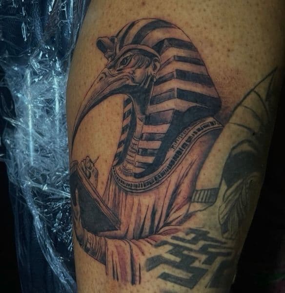Black & Grey + Illustrative ibis tattoo on Thigh by Callme_Lroy on TattMe