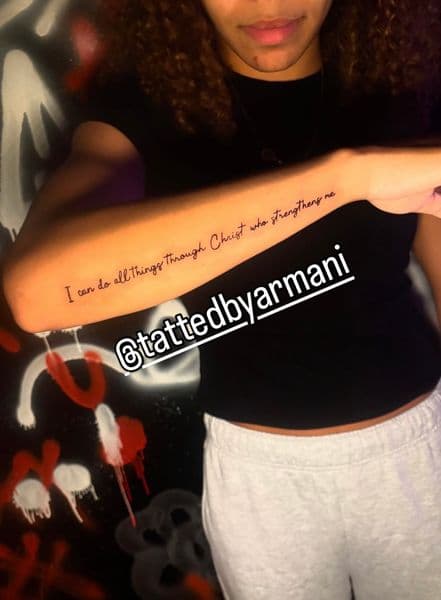 Lettering + Script quote tattoo on Forearm by Quiet_Tattoo_Artist on TattMe