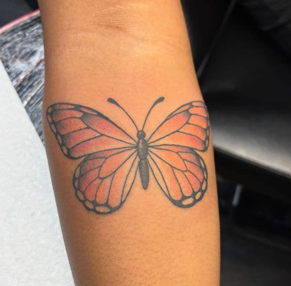 Color + Illustrative butterfly tattoo on Forearm by Ben_Whit on TattMe
