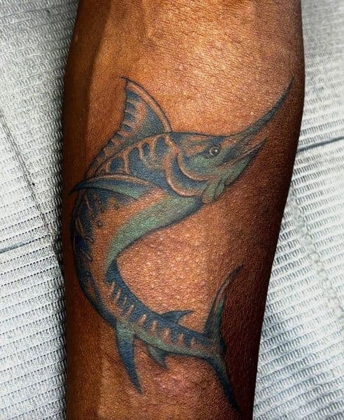 Illustrative + Color marlin tattoo on Forearm by Ben_Whit on TattMe