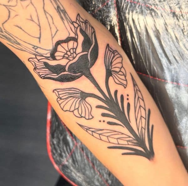 Black-work + Illustrative flower tattoo on Forearm by Ben_Whit on TattMe