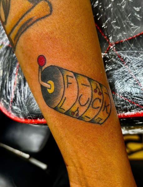 American Traditional + Color slot machine tattoo on Forearm by Ben_Whit on TattMe