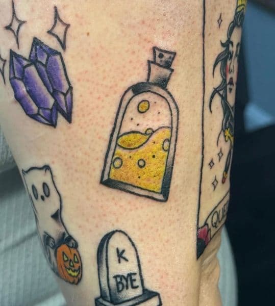 Traditional + Illustrative potion tattoo on Forearm by Ben_Whit on TattMe