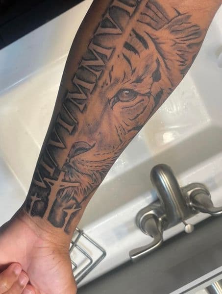 Black & Grey + Realism tiger tattoo on Forearm by Gianni_Sage on TattMe
