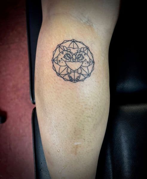 Fine Line + Geometric geometric tattoo on Calf by Larissa_Potter on TattMe