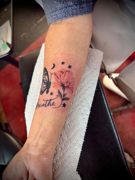 Fine Line + Illustrative butterfly tattoo on Forearm by Larissa_Potter on TattMe