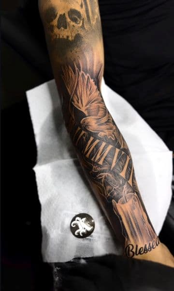 Black & Grey + Realism skull tattoo on Forearm by IK_INK on TattMe