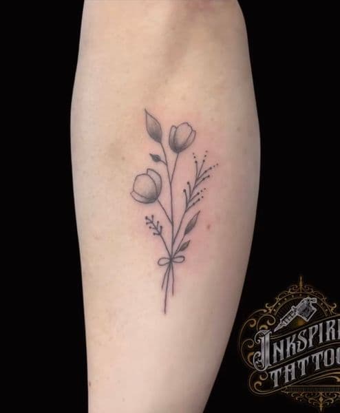 Floral + Fine Line flowers tattoo on Upper Arm by _mjtattoos on TattMe