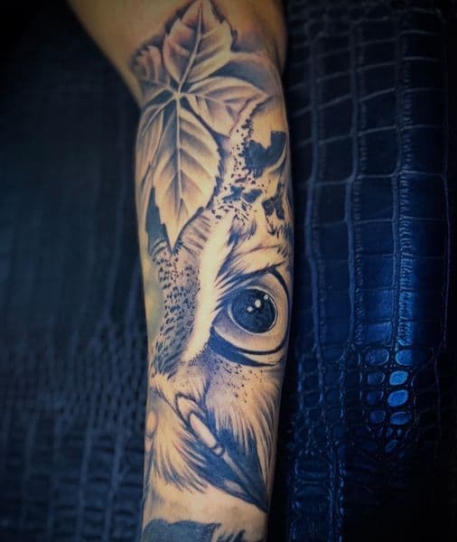 Black & Grey + Realism owl tattoo on Forearm by Inked_By_Tk on TattMe
