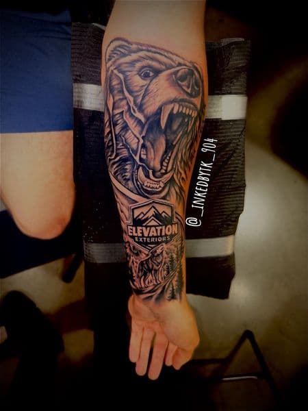 Black & Grey + Realism bear tattoo on Forearm by Inked_By_Tk on TattMe