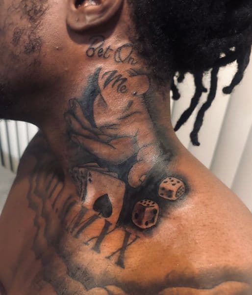 Black & Grey + Lettering lettering tattoo on Neck (Side) by Dre_Bullock on TattMe