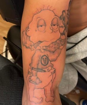 Pop Culture + Cartoon baby tattoo on Forearm by Sweeettendenciestatts on TattMe