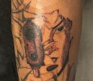 Anime + Illustrative anime character tattoo on Calf by Sweeettendenciestatts on TattMe