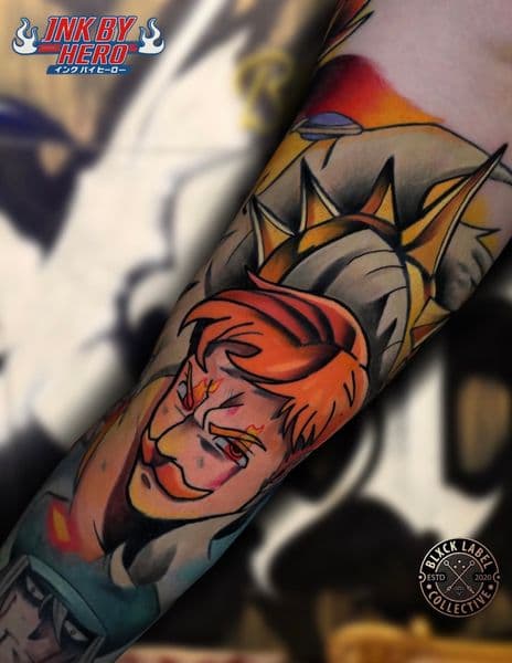 Anime + New School character tattoo on Forearm by Kaveh on TattMe
