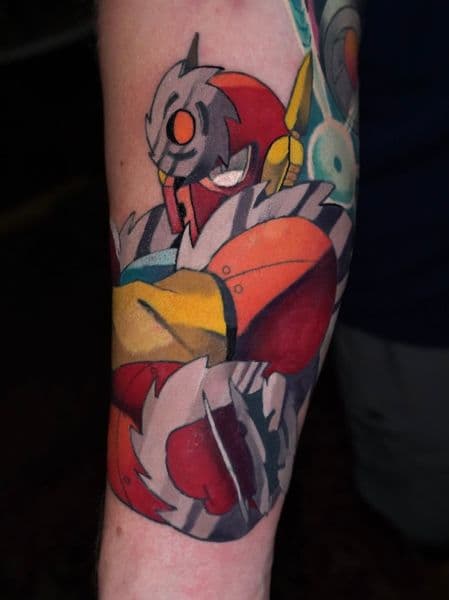 New School + Cartoon robot tattoo on Forearm by Kaveh on TattMe